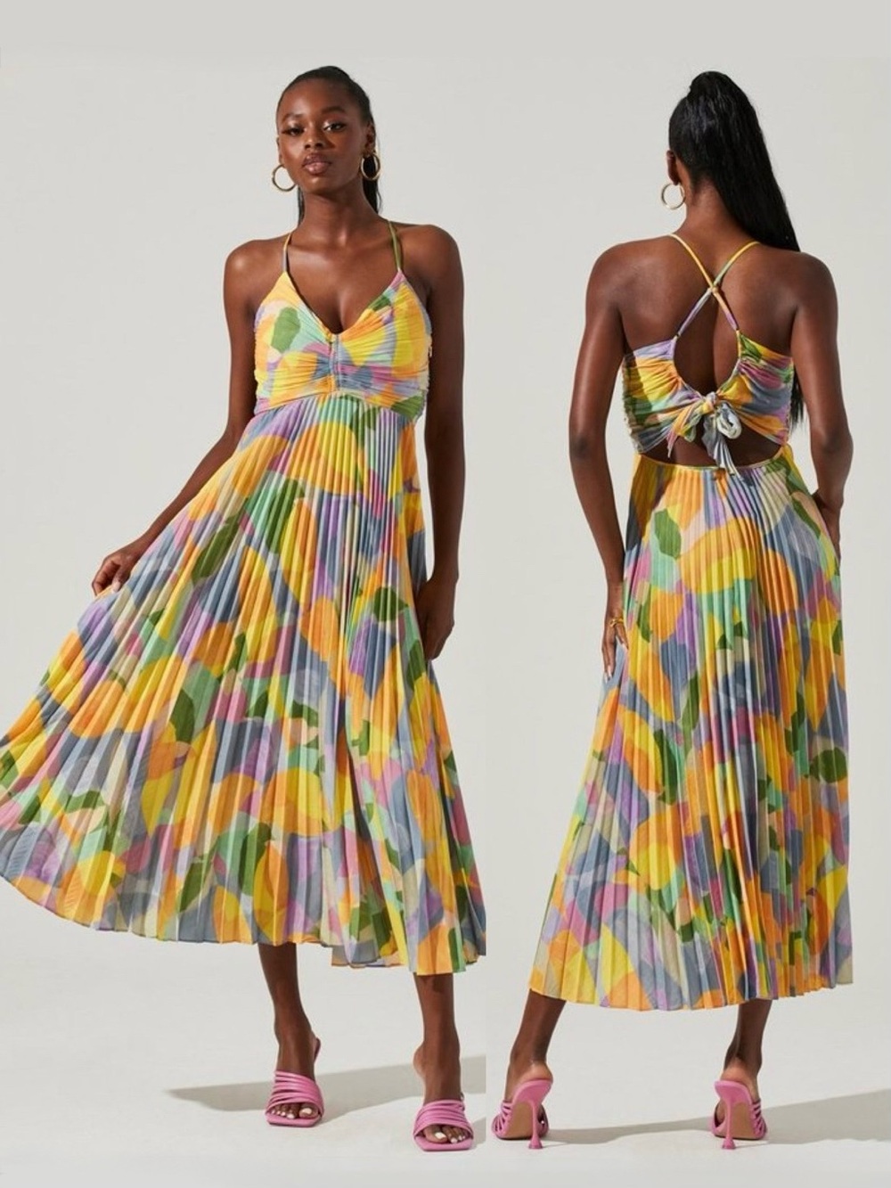 ASTR the Label Blythe Floral Midi Dress Yellow M - Picture 4 of 16